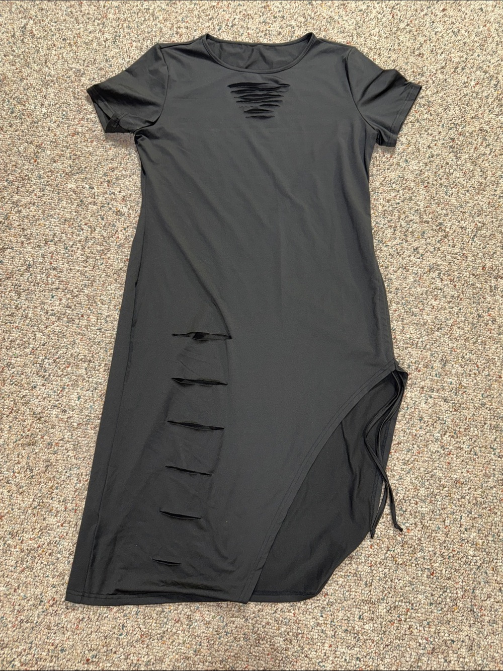 Source Unknown Black Asymmetrical Distressed Women’s Dress